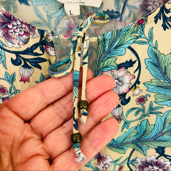 For Love Bell Colorful Peacock Floral Short Sleeve Blouse Women’s Size Large - Picture 6 of 14